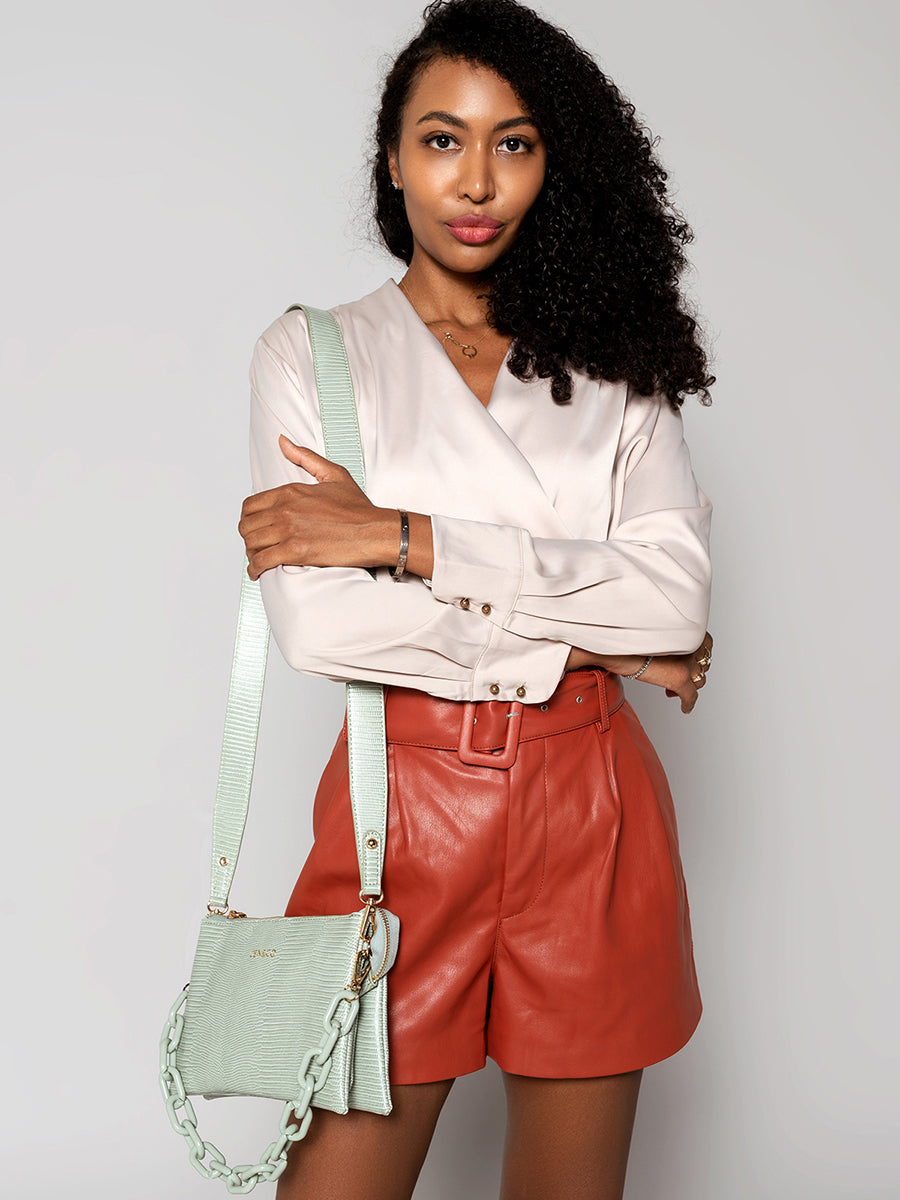 Izzy Vegan Lizard Crossbody - Jen & Co. vegan handbag