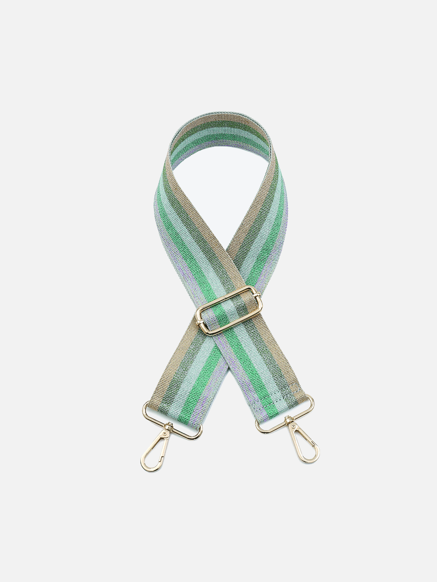 Striped Guitar Strap Multi-Green - Jen & Co. vegan handbag