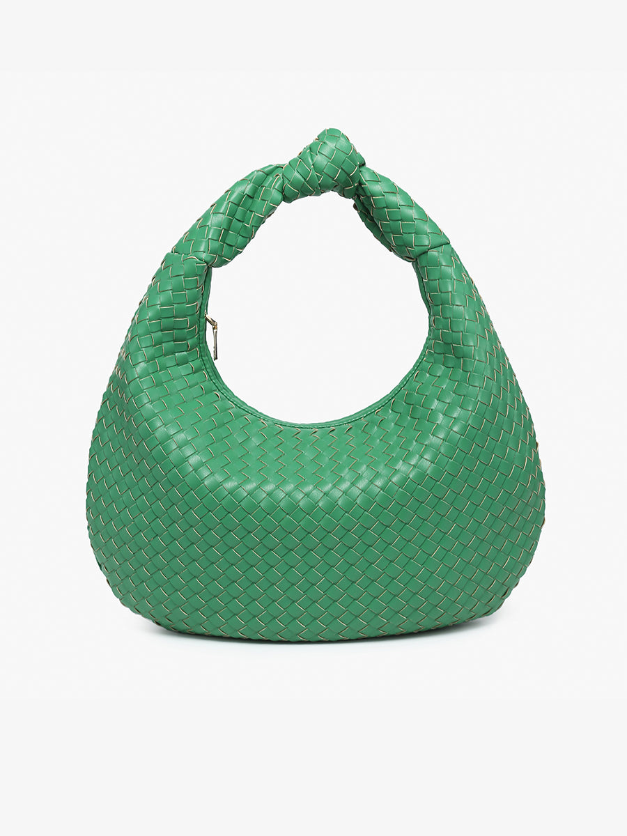 Valentina Vegan Woven Hobo Emerald - Jen & Co. vegan handbag