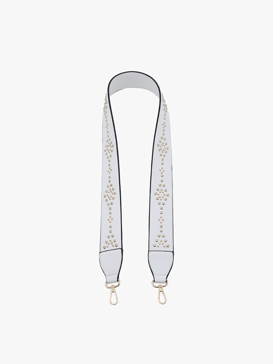 Vegan Studded Guitar Strap White - Jen & Co. vegan handbag