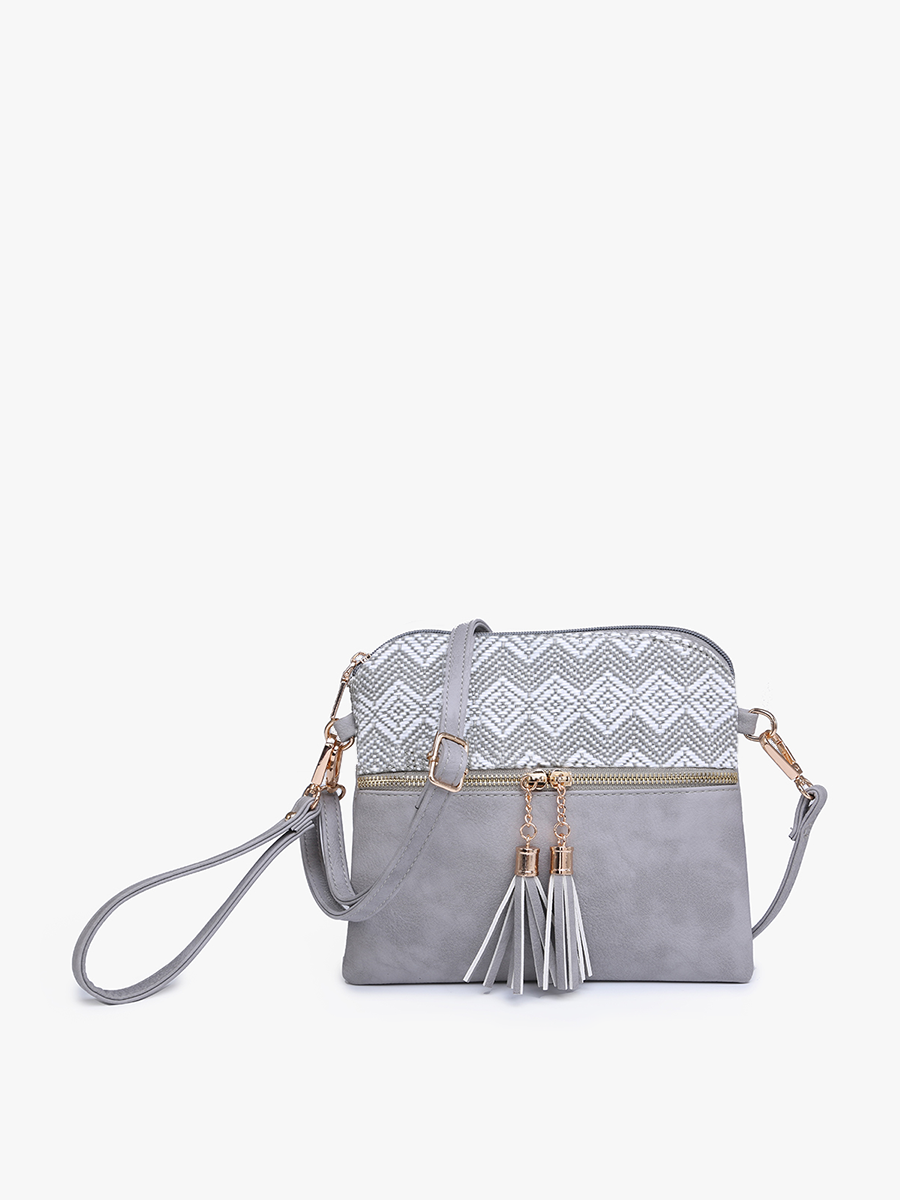 Tara Vegan Crossbody Diamond-Lt.Grey - Jen & Co. vegan handbag