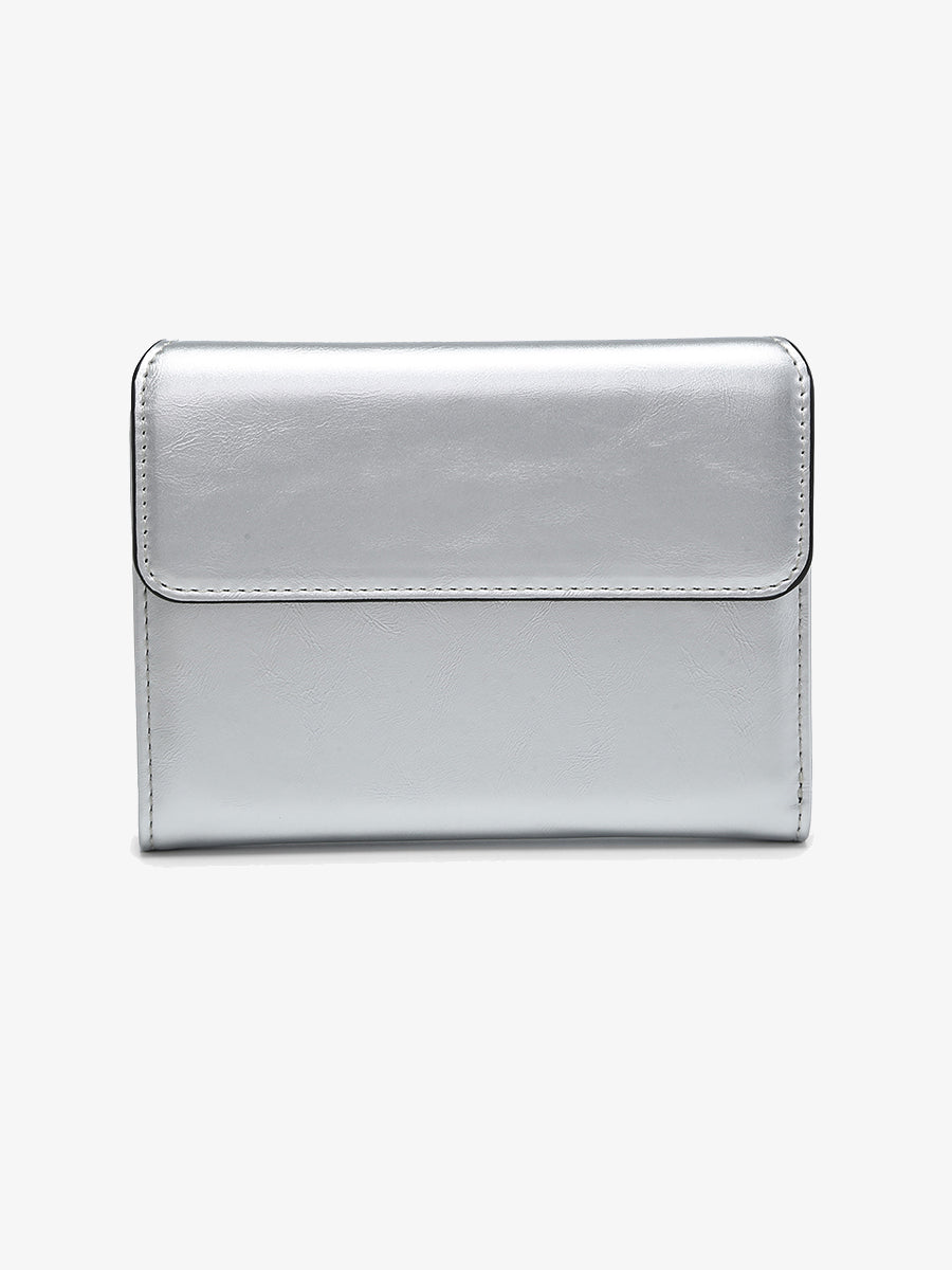 Alexandra Vegan Passport Wallet Silver - Jen & Co. vegan handbag
