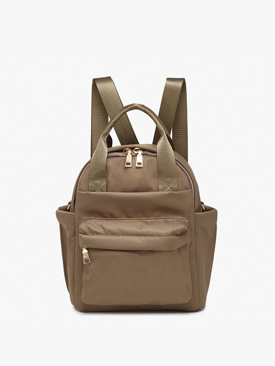 Rita Nylon Mini Backpack Taupe - Jen & Co. vegan handbag