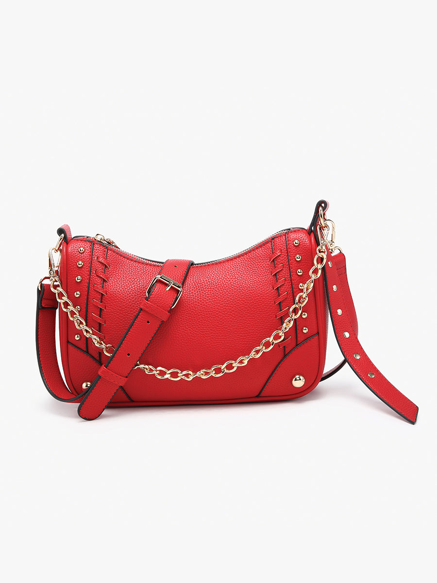 Artemis Vegan Detailed Crossbody Cherry Red - Jen & Co. vegan handbag