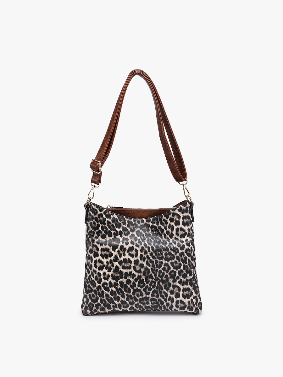 Emma Vegan Crossbody Leopard Khaki - Jen & Co. vegan handbag