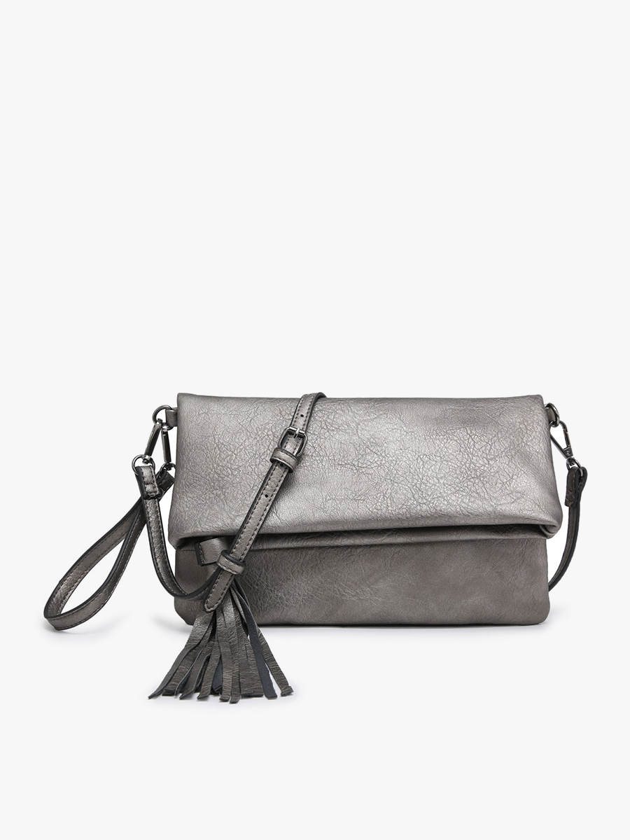 Austin Vegan Clutch/Crossbody Pewter - Jen & Co. vegan handbag