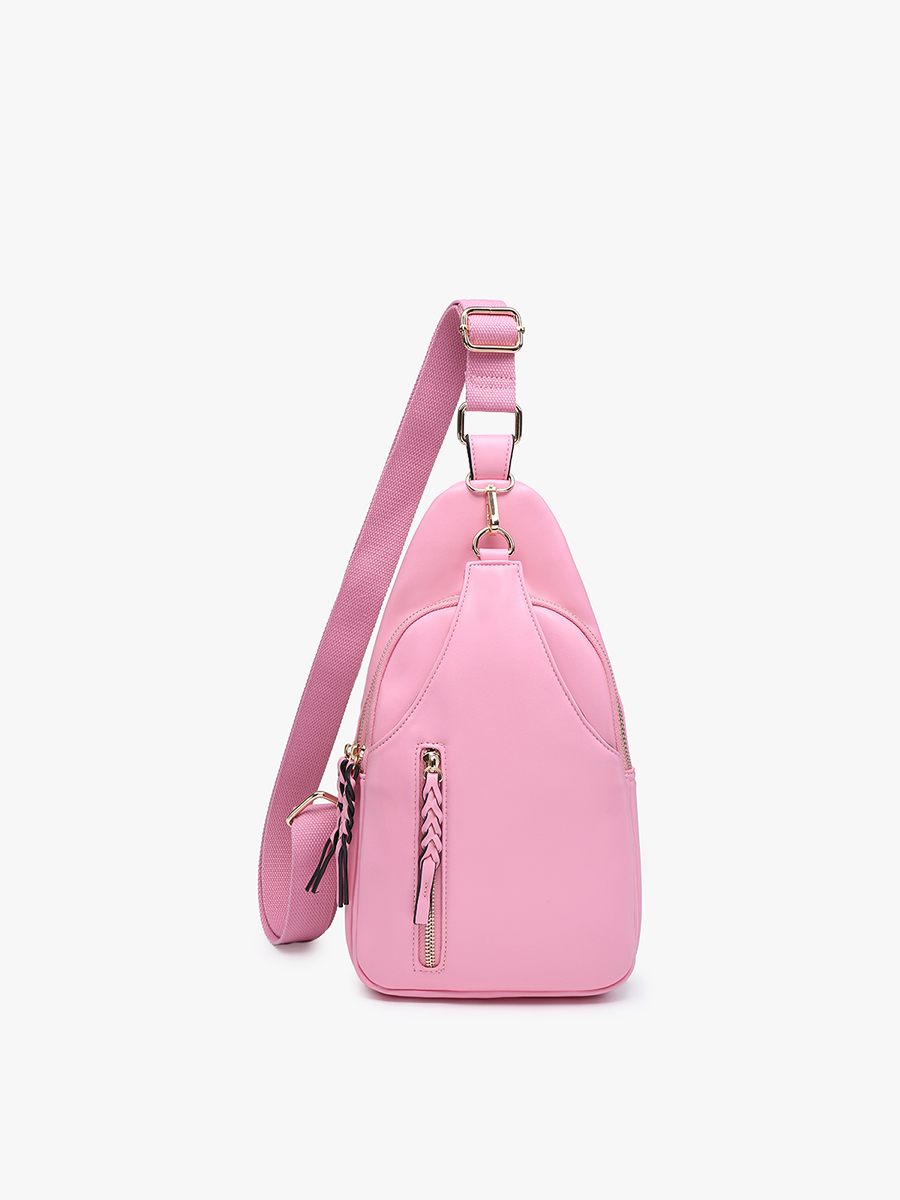 Nikki Vegan Sling Pack Bag Bubblegum - Jen & Co. vegan handbag