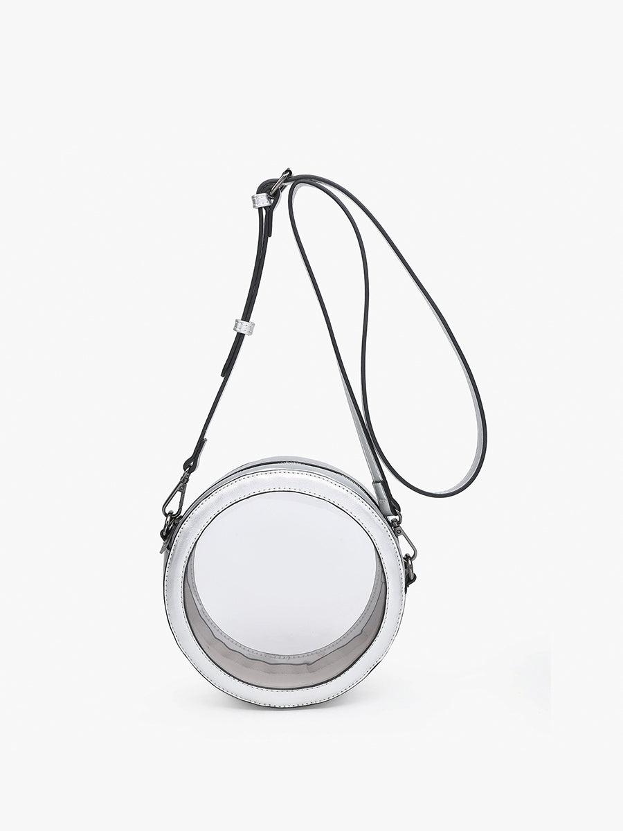 Lilibet Vegan Clear Circ Crossbody Silver - Jen & Co. vegan handbag