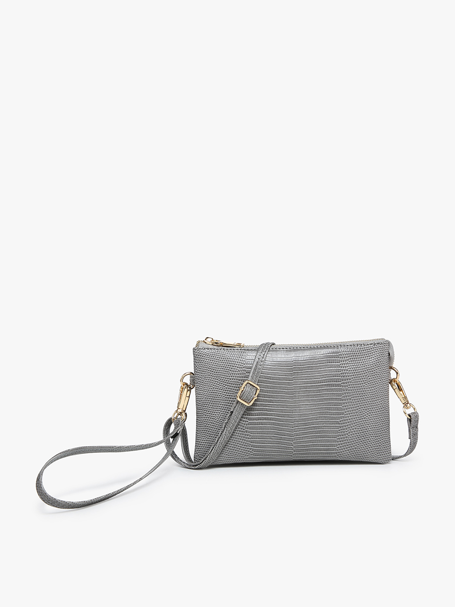 Riley Vegan Lizard Crossbody Grey - Jen & Co. vegan handbag