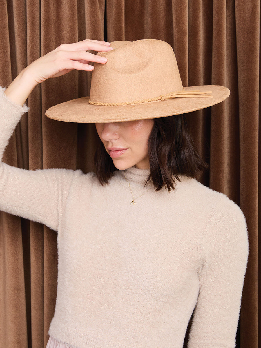 Atlas Braided Fedora - Jen & Co. vegan handbag