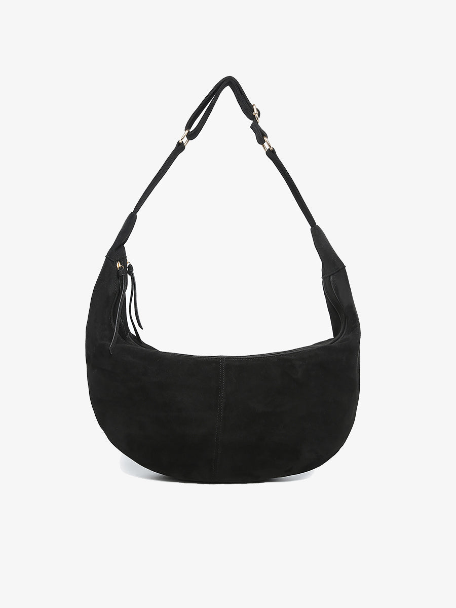 Andi Vegan Suede Sling Bag Black - Jen & Co. vegan handbag