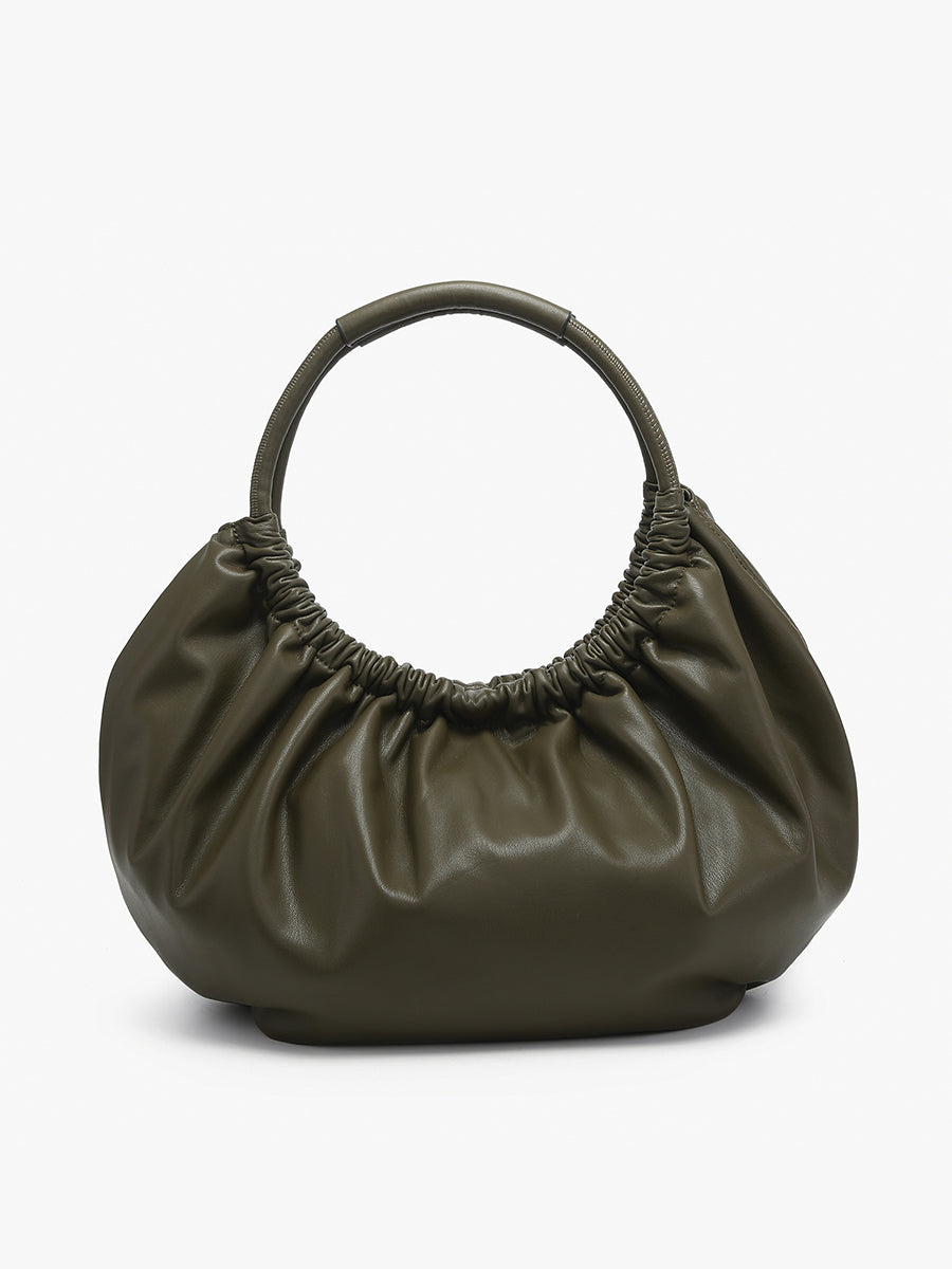 Lena Vegan Ruched Shoulder Bag Olive - Jen & Co. vegan handbag