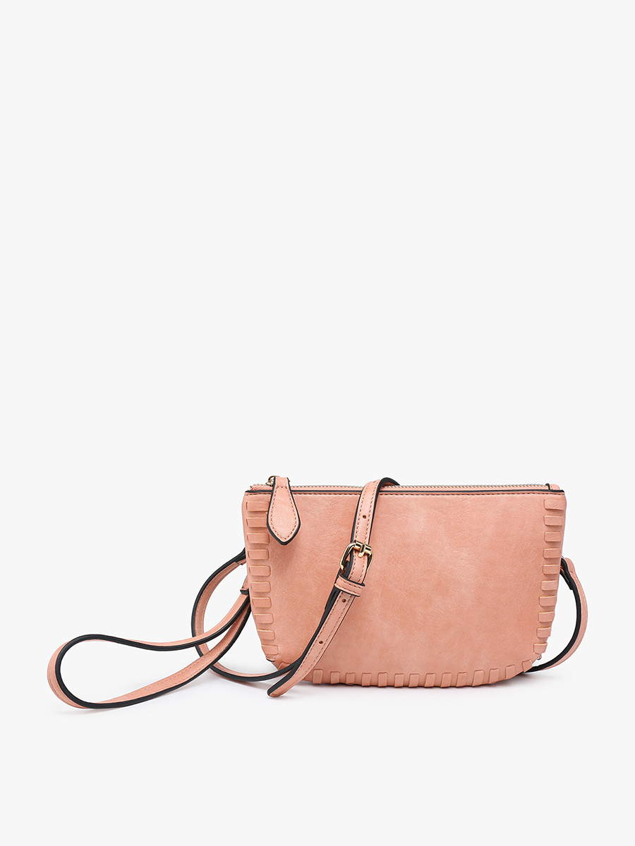Bonnie Vegan Whipstitch Clutch/Crossbody Salmon - Jen & Co. vegan handbag