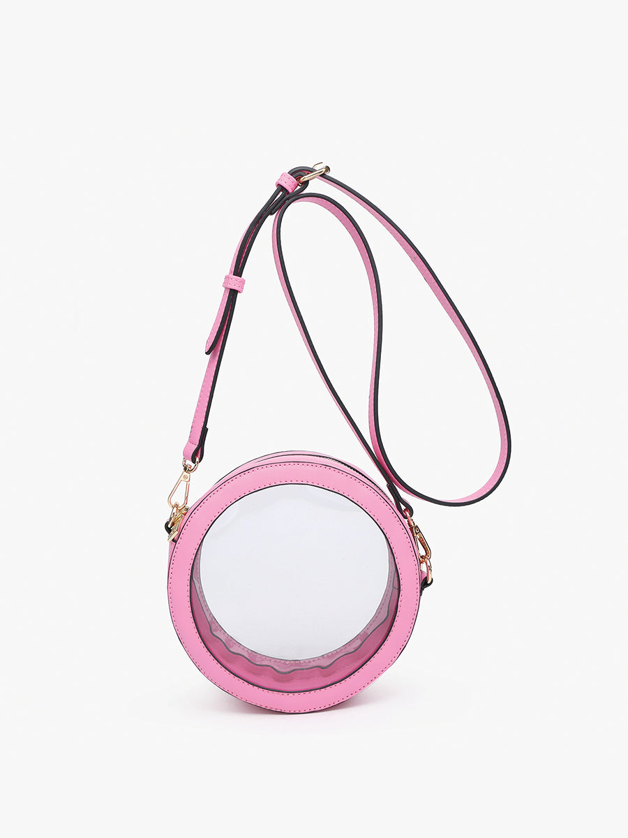 Lilibet Vegan Clear Circ Crossbody Bubblegum - Jen & Co. vegan handbag