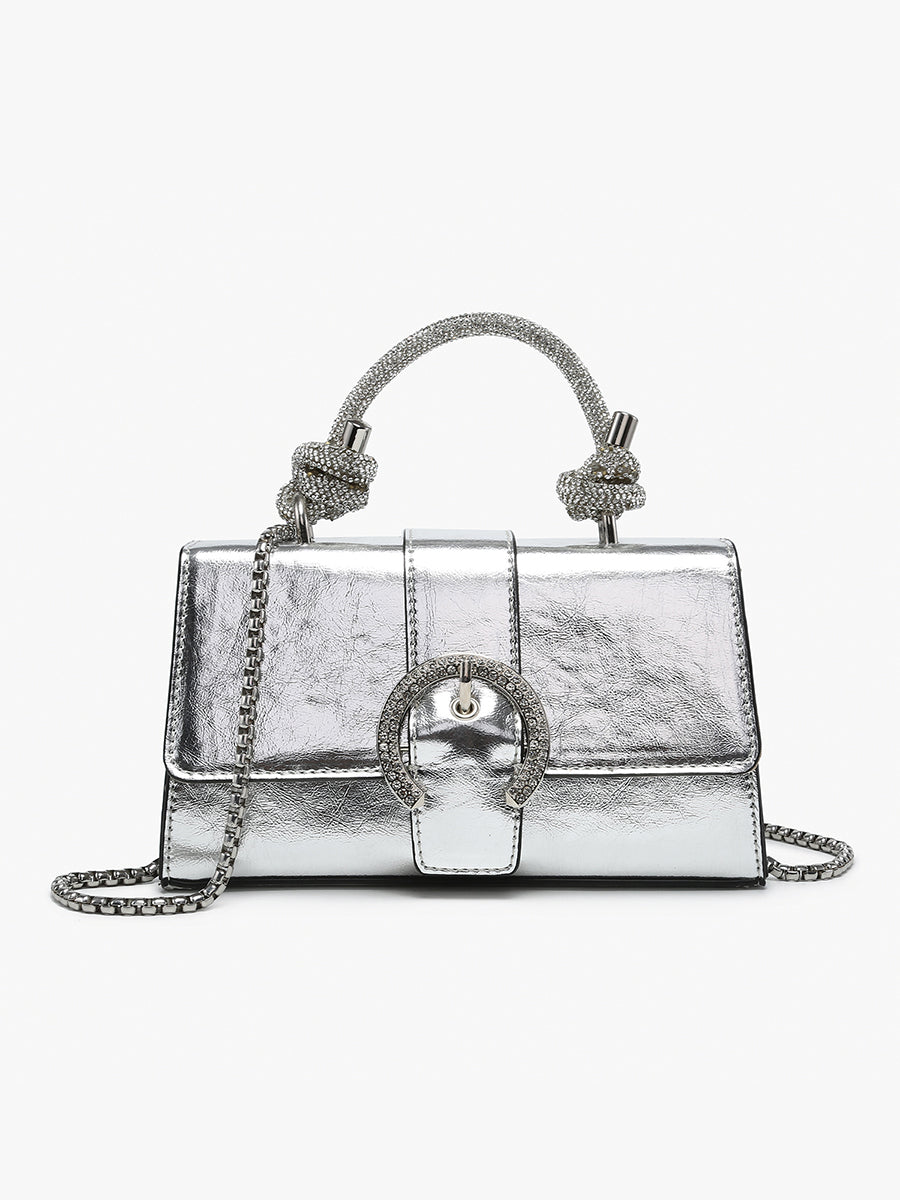 Brielle Vegan Metallic Clutch Silver - Jen & Co. vegan handbag