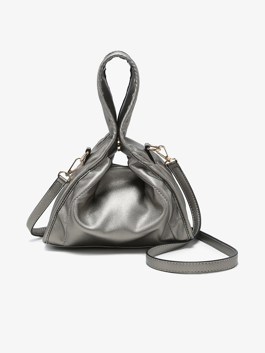 Melina Vegan Wrist Bag Pewter - Jen & Co. vegan handbag