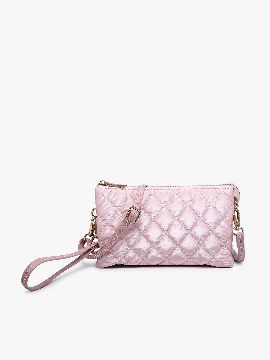 Riley Nylon Crossbody Pink Pearl - Jen & Co. vegan handbag