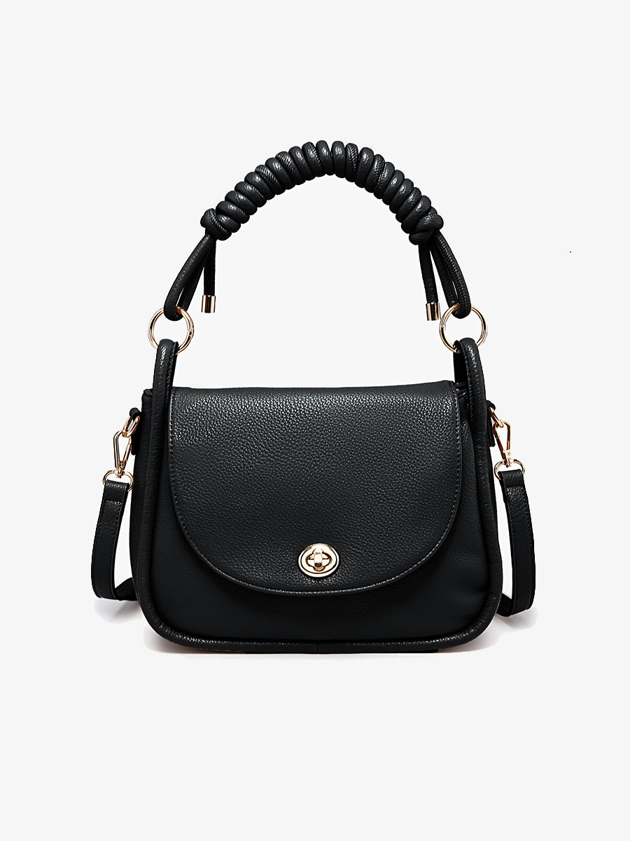 Effie Vegan Messenger Satchel Black - Jen & Co. vegan handbag
