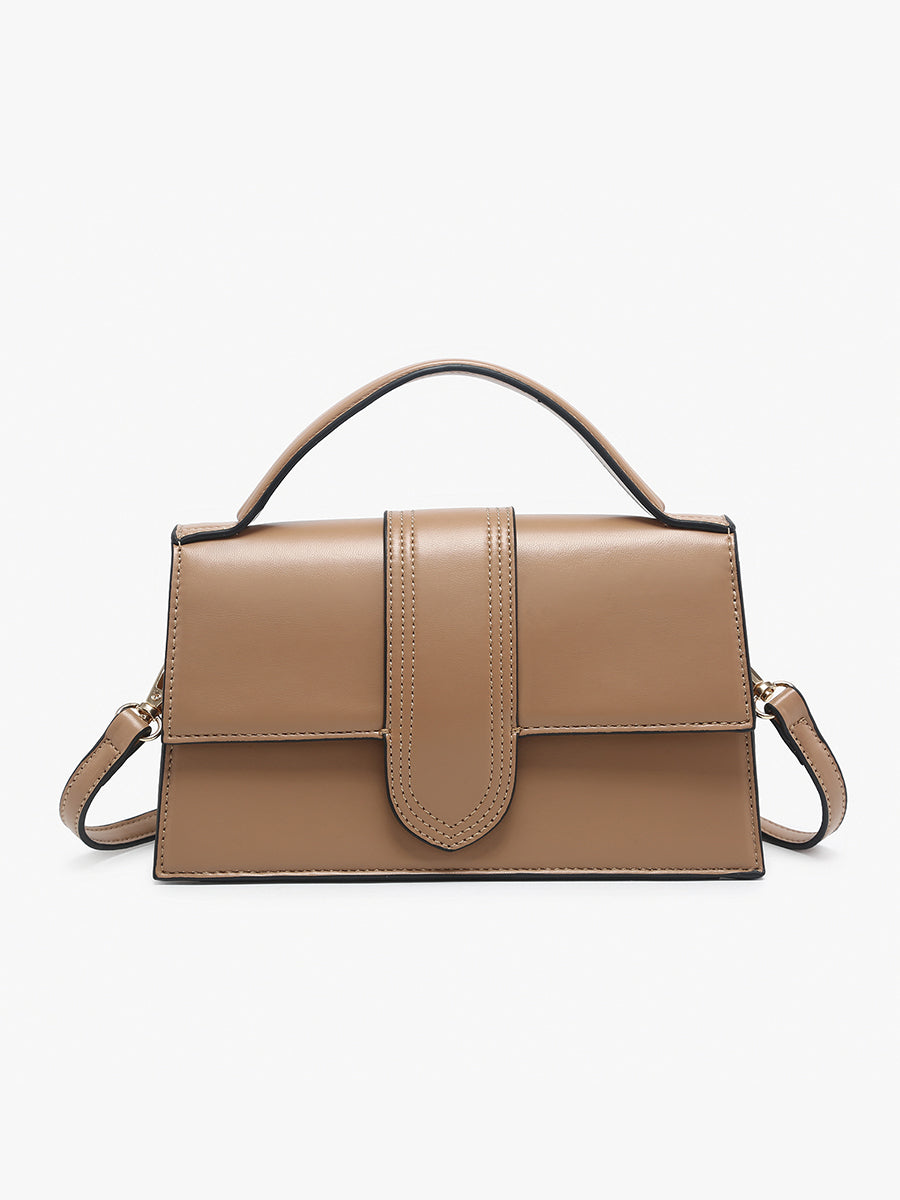 Capri Vegan Metallic Clutch Taupe - Jen & Co. vegan handbag