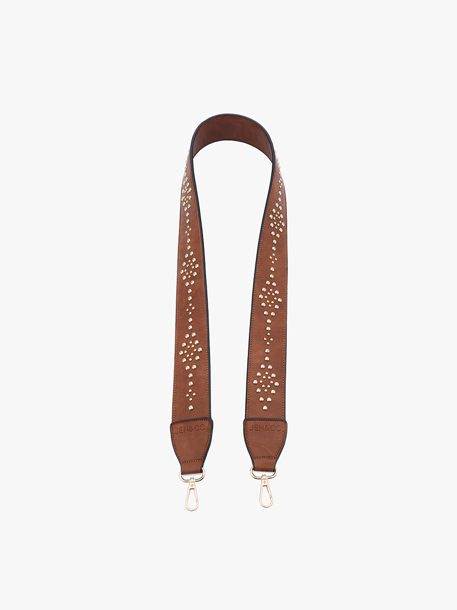 Vegan Studded Guitar Strap Brown - Jen & Co. vegan handbag