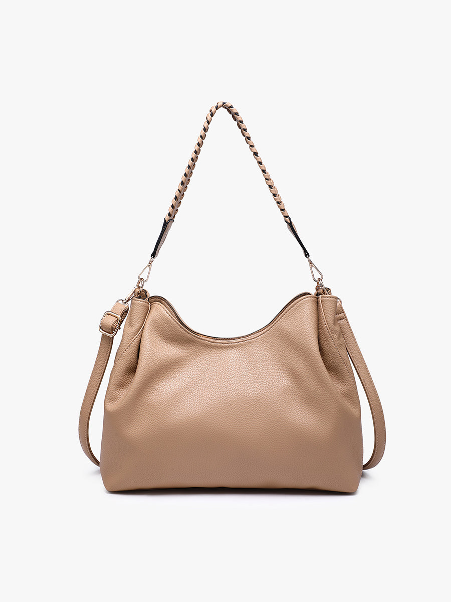 Grace Vegan Whipstitch Tote Lt. Khaki - Jen & Co. vegan handbag