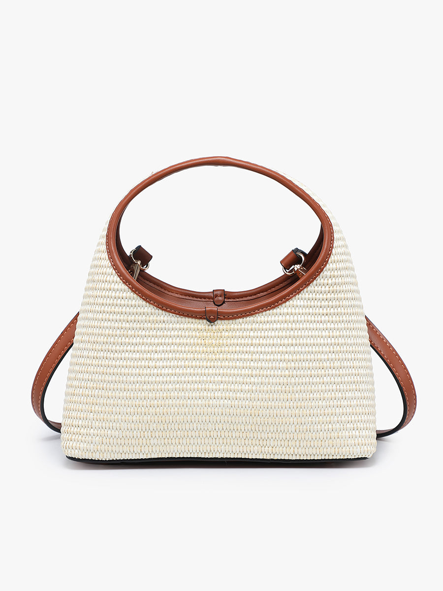 Catalina Vegan Straw Satchel Natural Brown - Jen & Co. vegan handbag