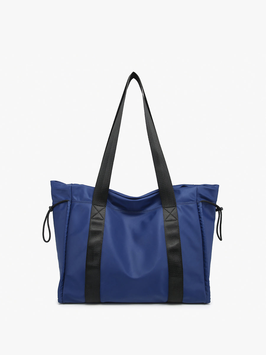 Lydia Nylon Contrast Tote Navy - Jen & Co. vegan handbag