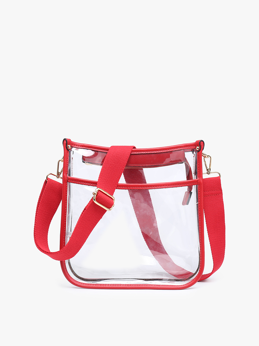 Posie Vegan Clear Crossbody Red - Jen & Co. vegan handbag