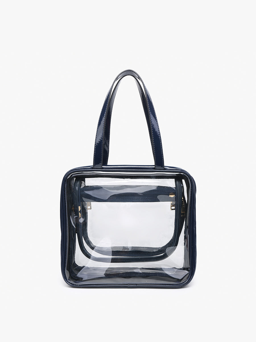 Rae Clear Cosmetic Bag Navy - Jen & Co. vegan handbag