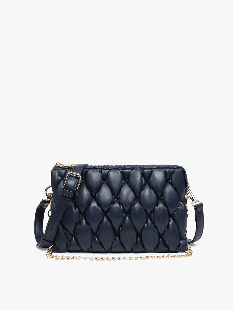 Izzy Vegan Puffer Crossbody Navy - Jen & Co. vegan handbag