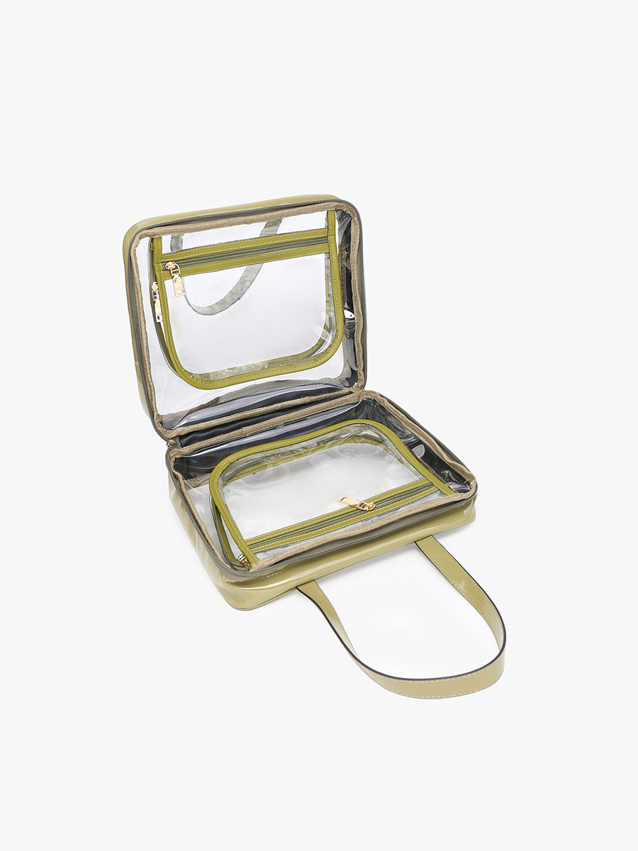 Rae Clear Cosmetic Bag - Jen & Co. vegan handbag