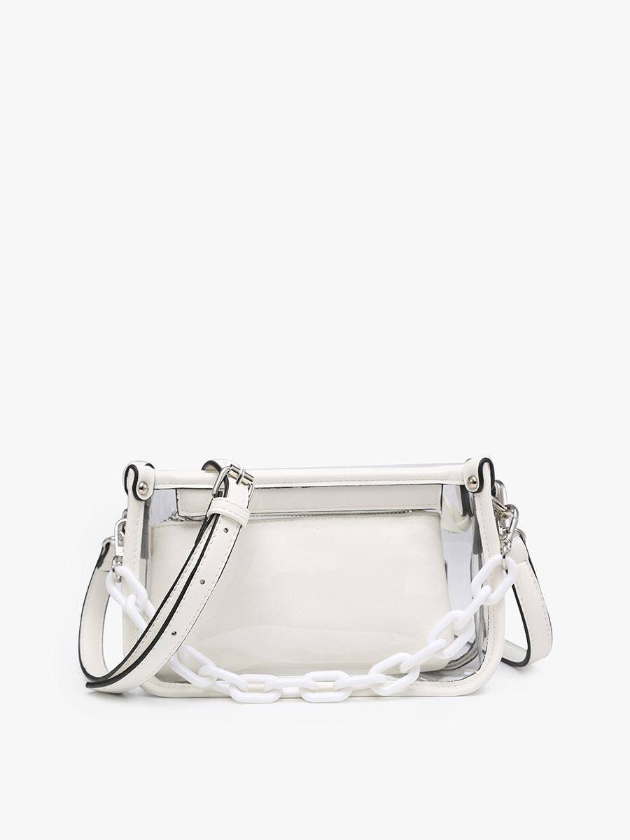 Jessica Vegan Clear Crossbody White - Jen & Co. vegan handbag