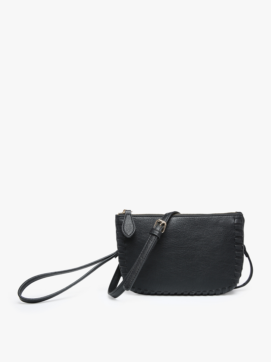 Bonnie Vegan Whipstitch Clutch/Crossbody Black - Jen & Co. vegan handbag