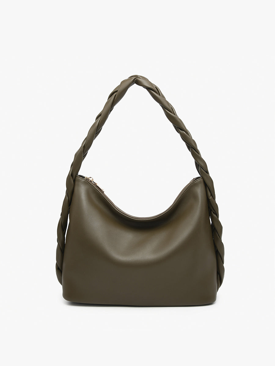 Delilah Vegan Knotted Hobo Dark Olive - Jen & Co. vegan handbag
