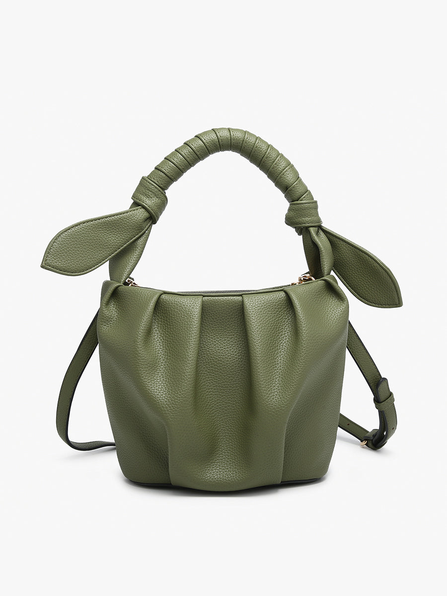 Lacey Vegan Pleated Bucket Bag - Jen & Co. vegan handbag