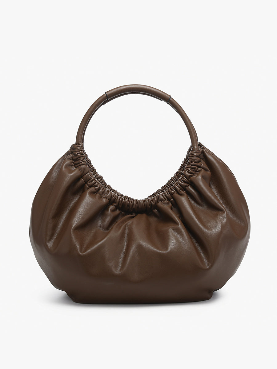 Lena Vegan Ruched Shoulder Bag Espresso - Jen & Co. vegan handbag