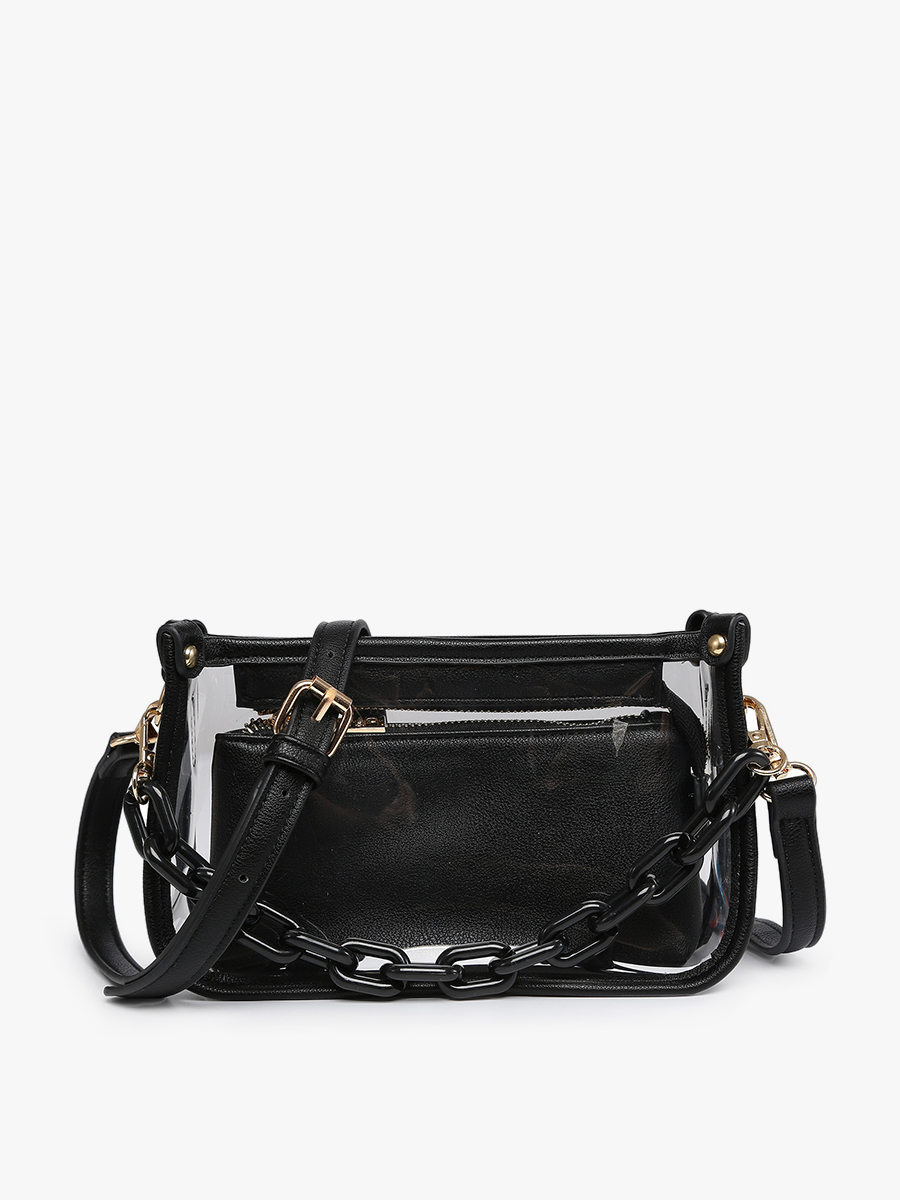 Jessica Vegan Clear Crossbody Black - Jen & Co. vegan handbag