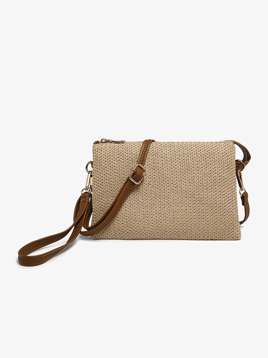 Izzy Vegan Straw Woven Crossbody Natural - Jen & Co. vegan handbag