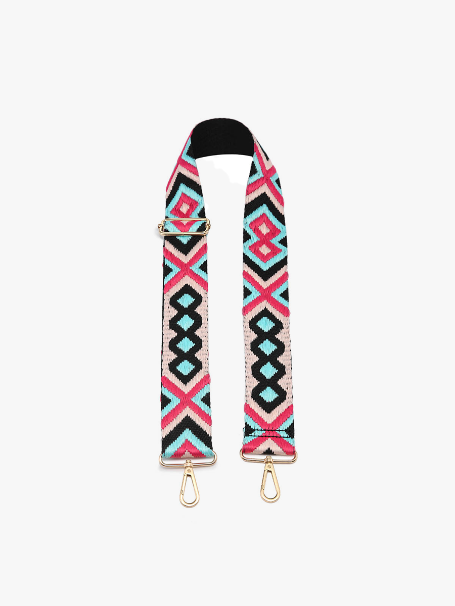 Bohemian Guitar Strap Mint Fuchsia - Jen & Co. vegan handbag
