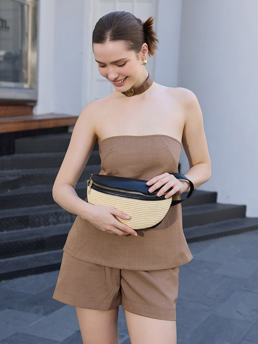 Nevaeh Vegan Straw Sling/Crossbody - Jen & Co. vegan handbag