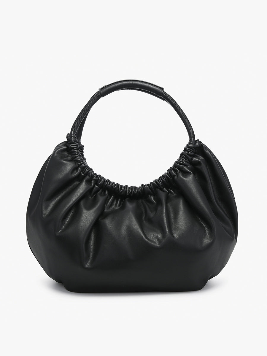 Lena Vegan Ruched Shoulder Bag Black - Jen & Co. vegan handbag