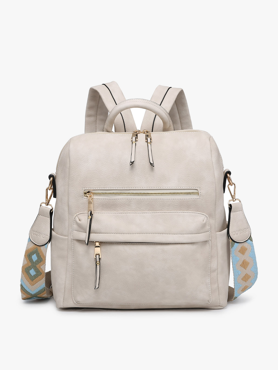 Amelia Vegan Backpack Off White - Jen & Co. vegan handbag