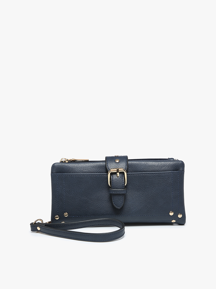 Cadence Vegan Buckle Wallet Navy - Jen & Co. vegan handbag