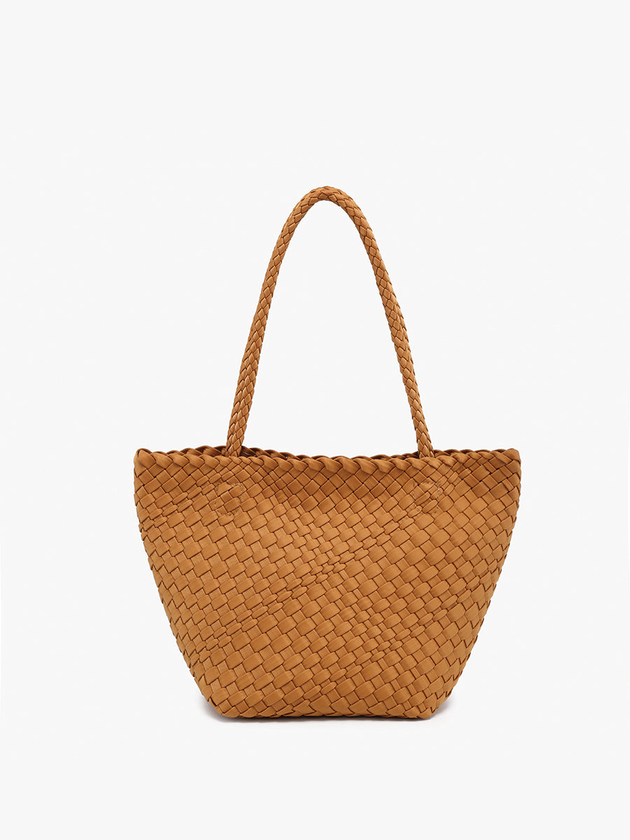 Ava Handwoven Bucket Bag/Tote Brown - Jen & Co. vegan handbag