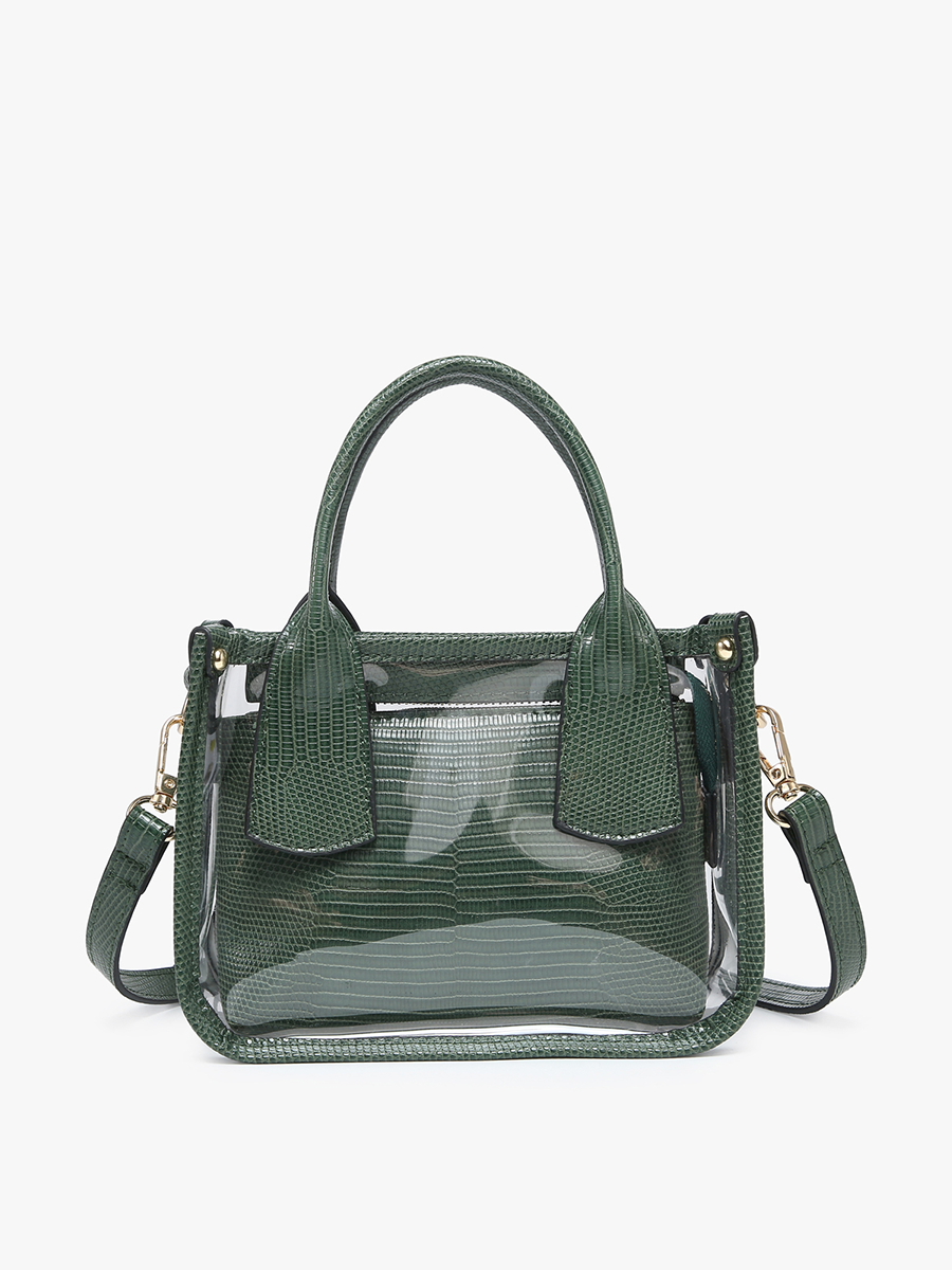 Stacey Vegan Clear Satchel Green - Jen & Co. vegan handbag