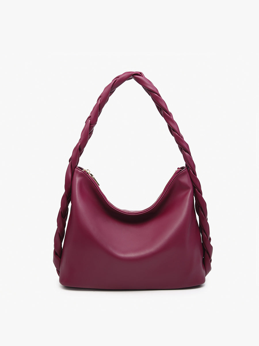 Delilah Vegan Knotted Hobo Plum - Jen & Co. vegan handbag
