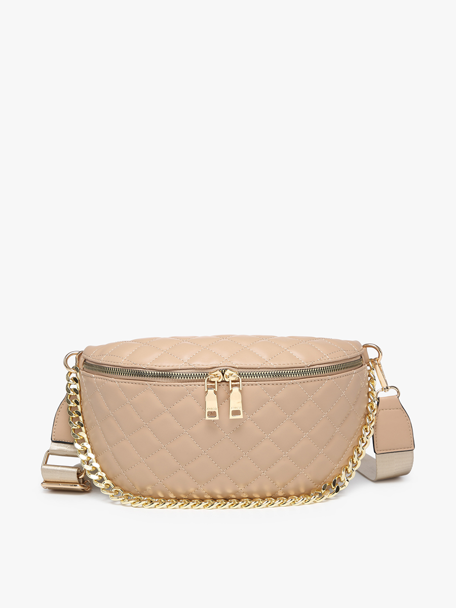Sylvie Vegan Quilted Belt Bag Tan - Jen & Co. vegan handbag