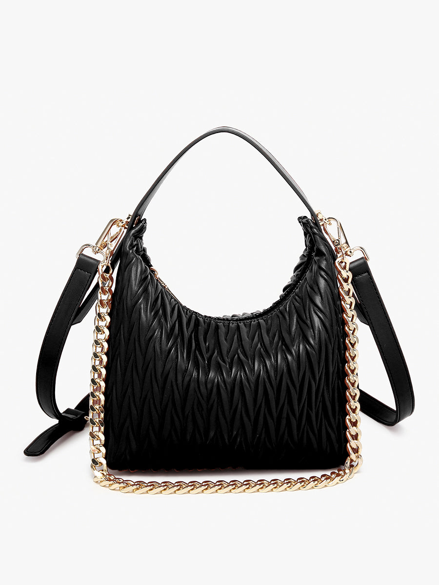 Brenna Vegan Patterned Shoulder Bag Black - Jen & Co. vegan handbag