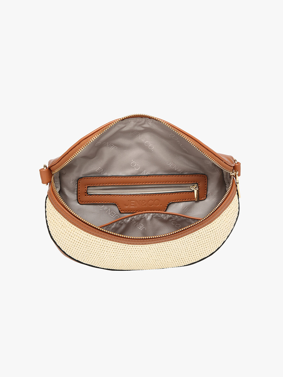 Nevaeh Vegan Straw Sling/Crossbody - Jen & Co. vegan handbag