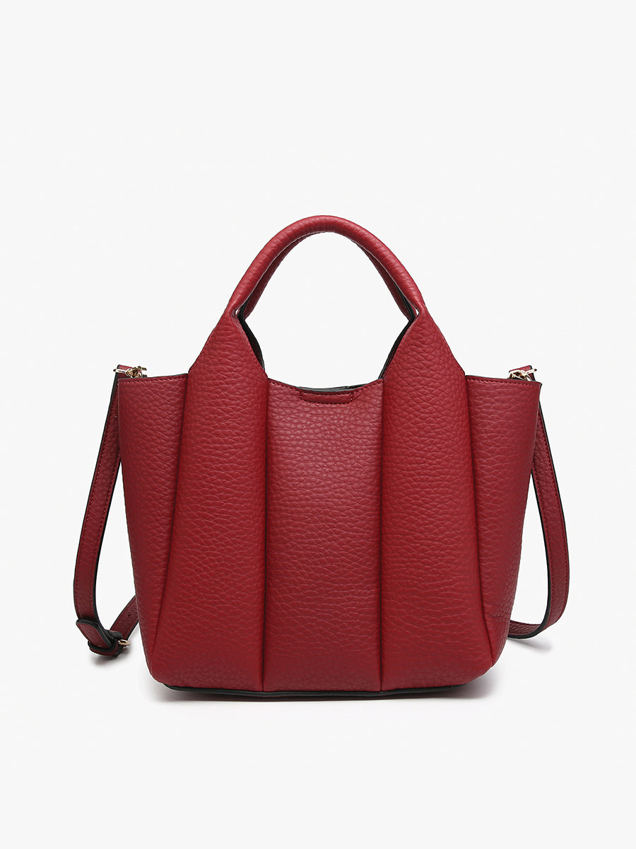 Maddox Vegan Pleated Satchel Merlot - Jen & Co. vegan handbag